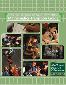 Mathematics Transition Guide IOWA HIGH SCHOOLS-TO-REGENT UNIVERSITIES
