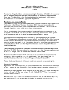 University of Northern Iowa UNI's e-Business Suite Closing Schedule FY 2016