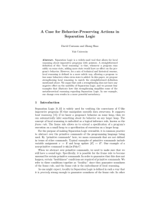 A Case for Behavior-Preserving Actions in Separation Logic