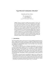 Type-Directed Continuation Allocation Zhong Shao and Valery Trifonov