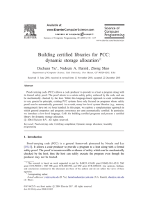 Building certi&#34;ed libraries for PCC: dynamic storage allocation Dachuan Yu
