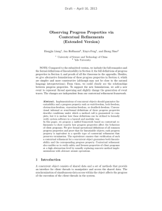 Observing Progress Properties via Contextual Refinements (Extended Version) Draft – April 16, 2013