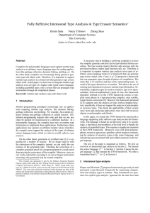 Fully Reflexive Intensional Type Analysis in Type Erasure Semantics Bratin Saha