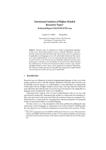 Intensional Analysis of Higher-Kinded Recursive Types  Technical Report YALEU/DCS/TR-