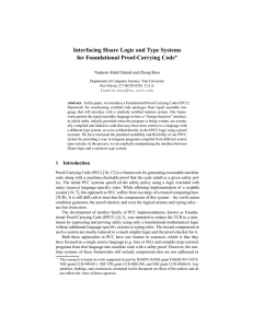 Interfacing Hoare Logic and Type Systems for Foundational Proof-Carrying Code