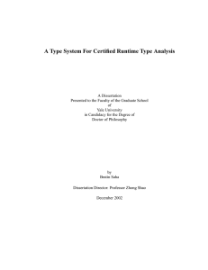 A Type System For Certified Runtime Type Analysis