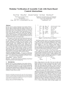 Modular Verification of Assembly Code with Stack-Based Control Abstractions Xinyu Feng Zhong Shao