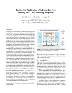 End-to-End Verification of Information-Flow Security for C and Assembly Programs David Costanzo