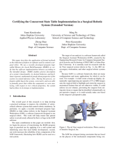 Certifying the Concurrent State Table Implementation in a Surgical Robotic