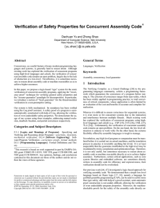 ∗ Verification of Safety Properties for Concurrent Assembly Code { }