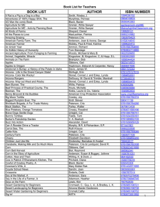 BOOK LIST AUTHOR ISBN NUMBER Book List for Teachers