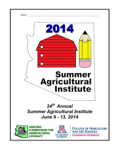 24 Annual Summer Agricultural Institute June 9 - 13, 2014