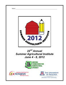 22 Annual Summer Agricultural Institute June 4 - 8, 2012