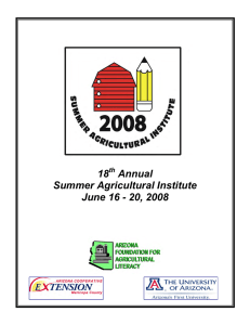 18 Annual Summer Agricultural Institute June 16 - 20, 2008