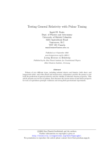 Testing General Relativity with Pulsar Timing