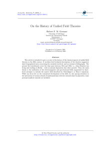 On the History of Unified Field Theories Hubert F. M. Goenner