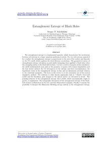 Entanglement Entropy of Black Holes Sergey N. Solodukhin