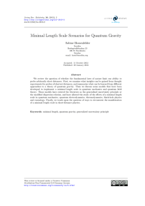 Minimal Length Scale Scenarios for Quantum Gravity Sabine Hossenfelder