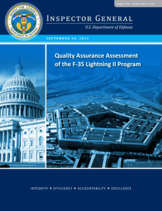 Inspector General Quality Assurance Assessment of the F-35 Lightning II Program