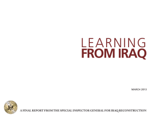 A FINAL REPORT FROM THE SPECIAL INSPECTOR GENERAL FOR IRAQ... MARCH 2013