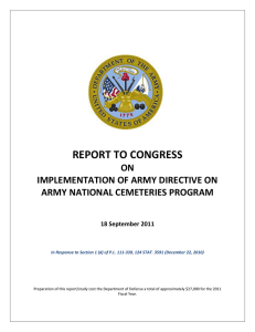 REPORT TO CONGRESS ON IMPLEMENTATION OF ARMY DIRECTIVE ON ARMY NATIONAL CEMETERIES PROGRAM