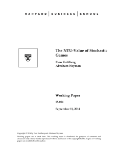 The NTU-Value of Stochastic Games Working Paper 15-014