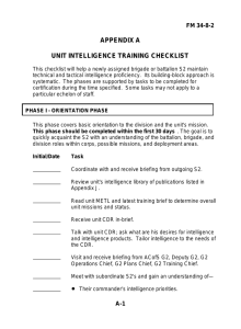 APPENDIX A UNIT INTELLIGENCE TRAINING CHECKLIST FM 34-8-2