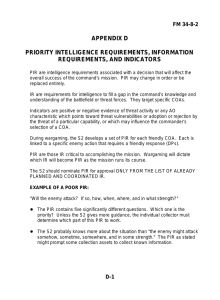 APPENDIX D PRIORITY INTELLIGENCE REQUIREMENTS, INFORMATION REQUIREMENTS, AND INDICATORS