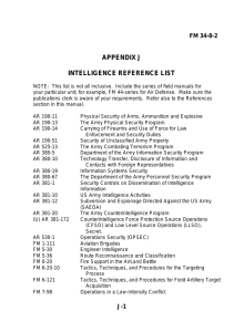 APPENDIX J INTELLIGENCE REFERENCE LIST FM 34-8-2