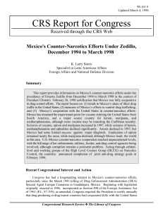 CRS Report for Congress Mexico's Counter-Narcotics Efforts Under Zedillo,