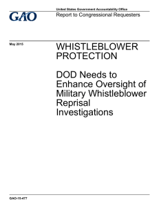 WHISTLEBLOWER PROTECTION DOD Needs to Enhance Oversight of