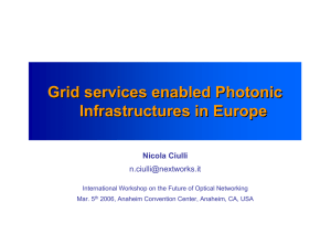 Grid services enabled Photonic Infrastructures in Europe Nicola Ciulli