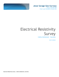 Electrical Resistivity Survey Jesse Savage Geo-Surveys Collins Settlement - Sorrento