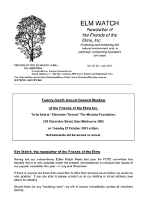 ELM WATCH Newsletter of the Friends of the Elms, Inc.