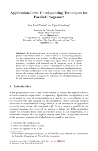 Application-Level Checkpointing Techniques for Parallel Programs  John Paul Walters