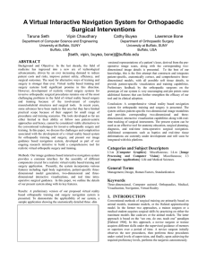 A Virtual Interactive Navigation System for Orthopaedic Surgical Interventions Taruna Seth Vipin Chaudhary