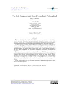 The Hole Argument and Some Physical and Philosophical Implications John Stachel