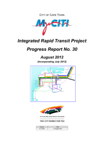 Integrated Rapid Transit Project Progress Report No. 30 August 2012