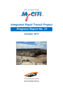 Integrated Rapid Transit Project Progress Report No. 21 October 2011