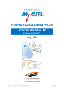 Integrated Rapid Transit Project Progress Report No. 18 July 2011