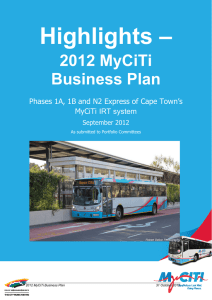 Highlights – 2012 MyCiTi Business Plan