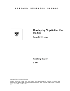 Developing Negotiation Case Studies Working Paper