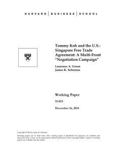Tommy Koh and the U.S.- Singapore Free Trade Agreement: A Multi-Front “Negotiation Campaign”