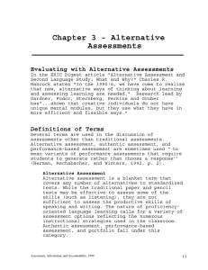 Chapter 3 - - Alternative Assessments Evaluating with Alternative Assessments