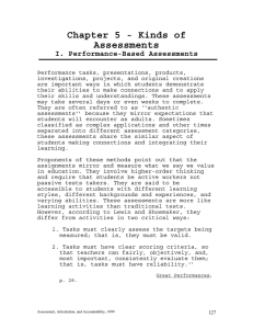 Chapter 5 - Kinds of Assessments I. Performance-Based Assessments