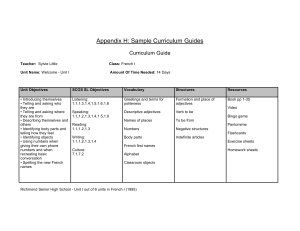 Appendix H: Sample Curriculum Guides Curriculum Guide