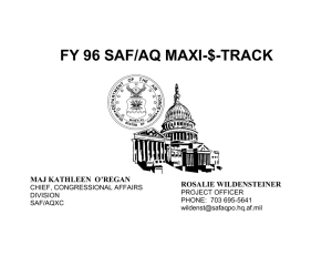 FY 96 SAF/AQ MAXI-$-TRACK MAJ KATHLEEN  O’REGAN ROSALIE WILDENSTEINER