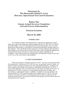 Statement by The Honorable Philip E. Coyle Director, Operational Test and Evaluation