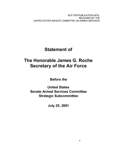 Statement of  The Honorable James G. Roche Secretary of the Air Force
