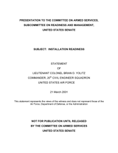 PRESENTATION TO THE COMMITTEE ON ARMED SERVICES, UNITED STATES SENATE